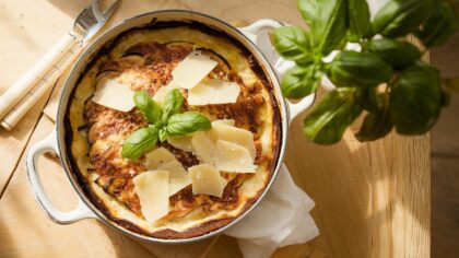 Gratin léger d’aubergines à la parmesane : soleil au four