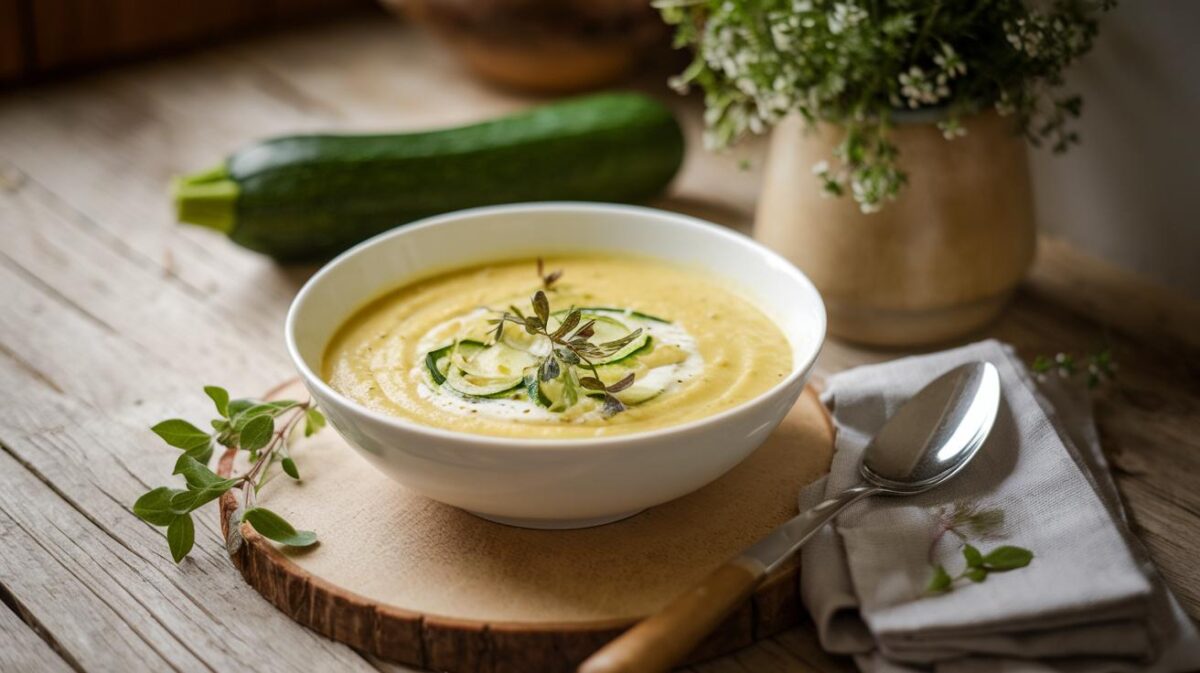 Soupe courgettes–fromage frais : onctueuse en un quart d’heure